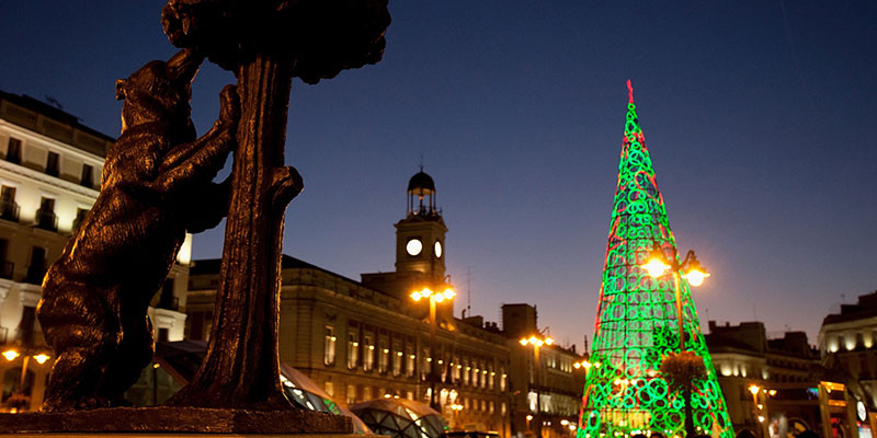 L'albero di Natale alla Puerta del Sol di Madrid